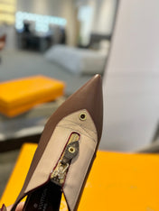 ALLURE HIGH 4.5 CM SLINGBACK IN CHOCOLATE MIX SAND BROWN CALFSKIN