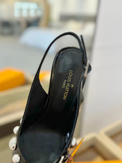 HIGH HEELS 95 MM IN BLACK PATENT CALFSKIN WITH CRYSTALS