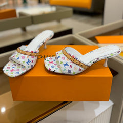 LV X TM 6AM HIGH 4 CM MULE IN WHITE MONOGRAM CALFSKIN