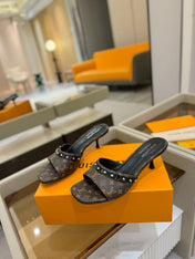 LV X TM 6AM HIGH 4 CM MULE IN CHOCOLATE BROWN MONOGRAM CALFSKIN