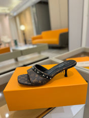 LV X TM 6AM HIGH 4 CM MULE IN CHOCOLATE BROWN MONOGRAM CALFSKIN