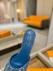 LV X TM 6AM HIGH 4 CM MULE IN NAVY BLUE MONOGRAM DENIM