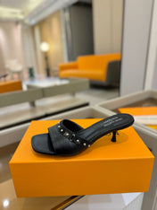 LV X TM 6AM HIGH 4 CM MULE IN BLACK CALFSKIN