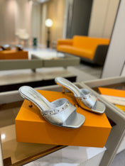 LV X TM 6AM HIGH 4 CM MULE IN SILVER CALFSKIN