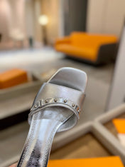 LV X TM 6AM HIGH 4 CM MULE IN SILVER CALFSKIN