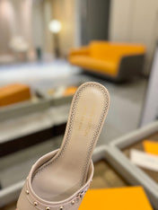 LV X TM 6AM HIGH 4 CM MULE IN LINEN TAN CALFSKIN