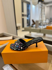 LV X TM 6AM HIGH 4 CM MULE IN BLACK MONOGRAM CALFSKIN