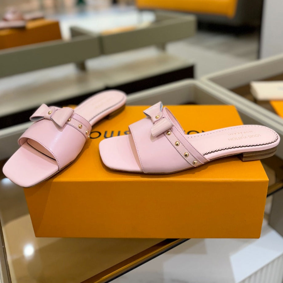 LV X TM 6AM FLAT MULE IN BABY PINK CALFSKIN