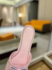 LV X TM 6AM FLAT MULE IN BABY PINK CALFSKIN