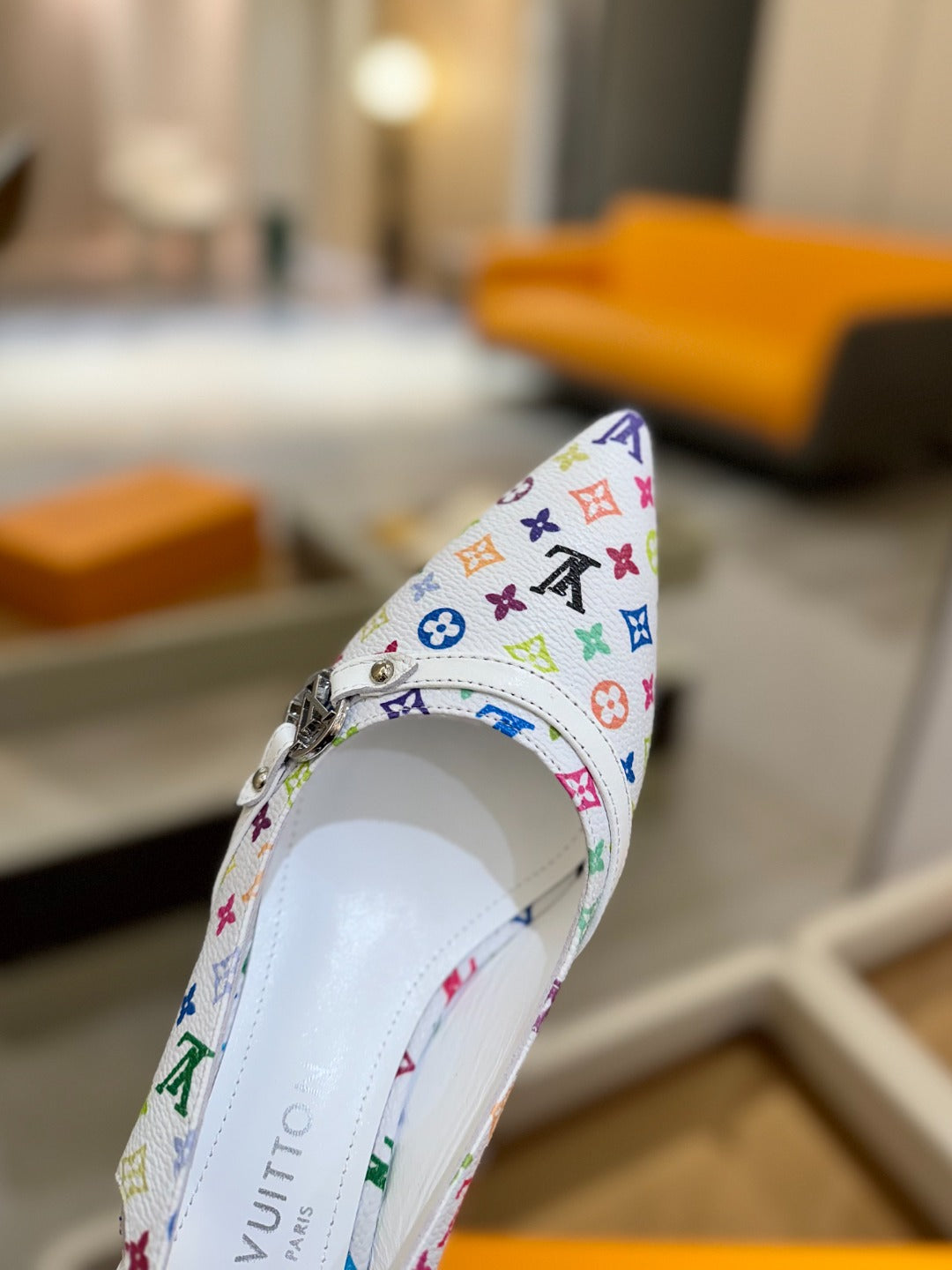 HIGH MULE 4 CM IN  WHITE MONOGRAM CALFSKIN