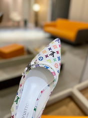 HIGH MULE 4 CM IN  WHITE MONOGRAM CALFSKIN