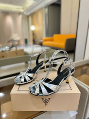 HIGH SANDALS 75 MM IN SILVER CALFSKIN