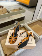 HIGH SANDALS 75 MM IN CINNAMON BROWN CALFSKIN