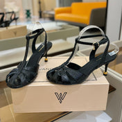 HIGH SANDALS 75 MM IN BLACK CALFSKIN