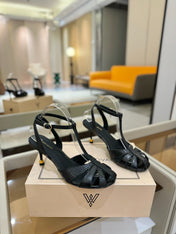 HIGH SANDALS 75 MM IN BLACK CALFSKIN