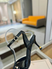 HIGH SANDALS 75 MM IN BLACK PATENT CALFSKIN