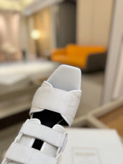 BALMAIN 25S UMA SANDALS 105MM IN WHITE VELCRO AND MESH