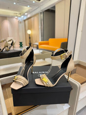 BALMAIN 25S HIGH HEELS 95MM IN BEIGE CALFSKIN