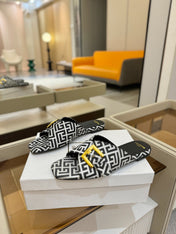 BALMAIN 26S SANDALS IN BLACK AND WHITE CANVAS