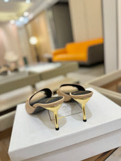 BALMAIN 26S HEELED SANDALS 70 MM IN BEIGE CALFSKIN