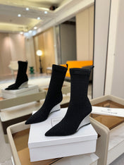BALMAIN 26S BOOT 75 MM IN BLACK FLYKNIT