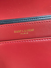 SOLFERINO SMALL SATCHEL 19 IN SCARLET RED CALFSKIN GOLD HARDWARE