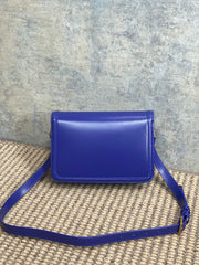 SOLFERINO SMALL SATCHEL 23 IN INDIGO BLUE CALFSKIN GOLD HARDWARE