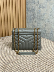 LOULOU SMALL 25 SHOULDER BAG IN DARK GREEN LAMBSKIN GOLD HARDWARE