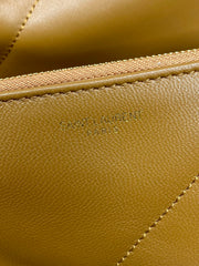 DRAWSTRING CHAIN STRAP SHOULDER BAG 39 IN TORTILLA BROWN QUILTED CALFSKIN