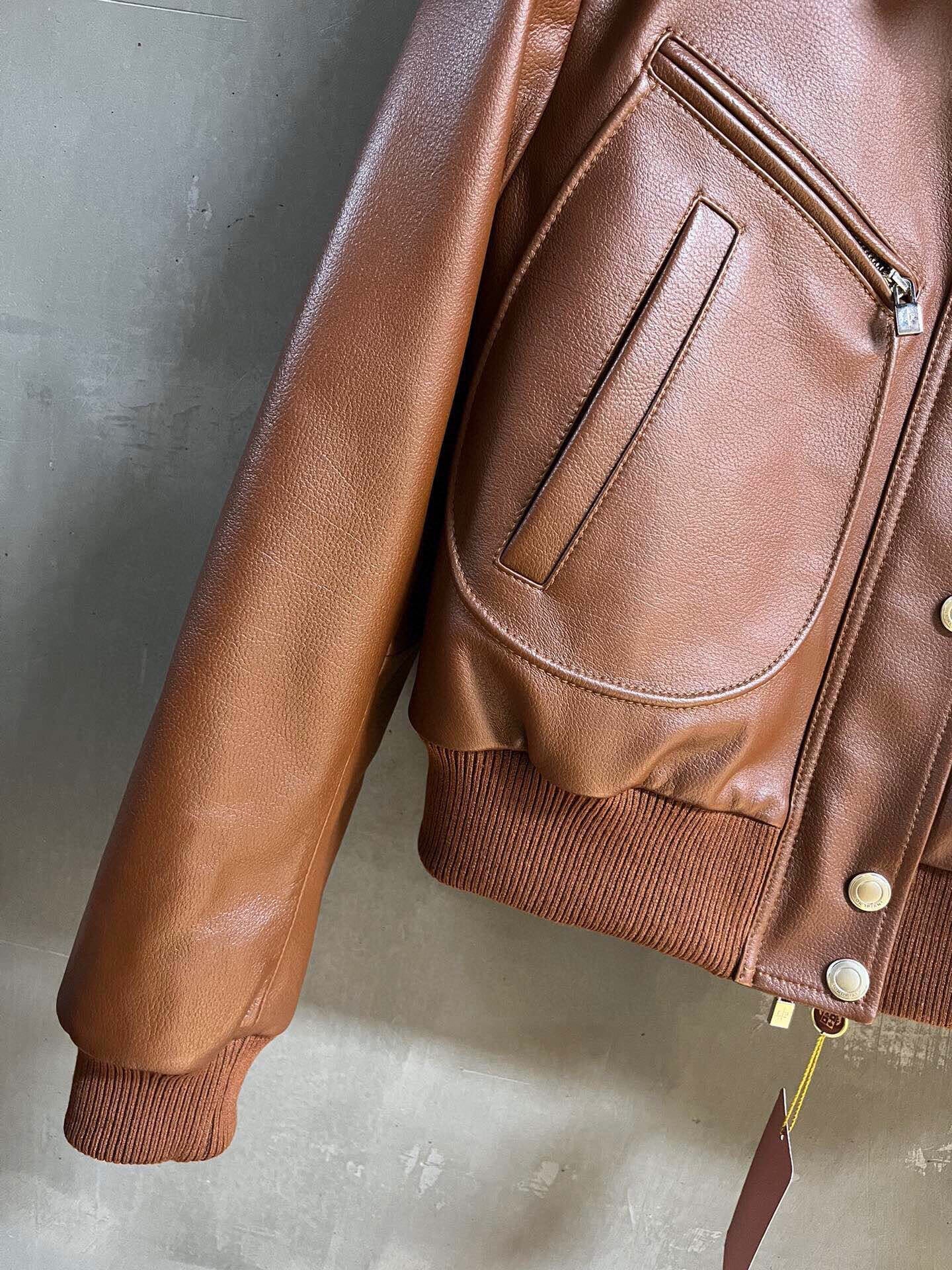 LP 26S BROWN LEATHER BOMBER JACKET 571