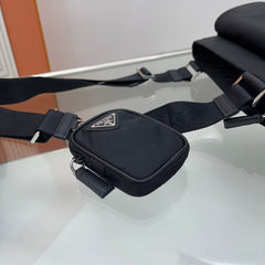 TRIANGLE LOGO CROSSBODY BAG 25 IN BLACK SAFFIANO LEATHER