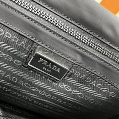 PRA 26 SHOULDER BAG IN BLACK RE-NYLON AND SAFFIANO LEATHER