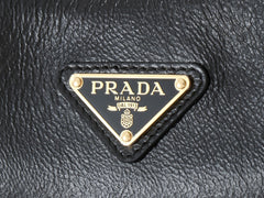 TRIANGLE LOGO HOBO BAG 39 IN BLACK SMOOTH CALFSKIN