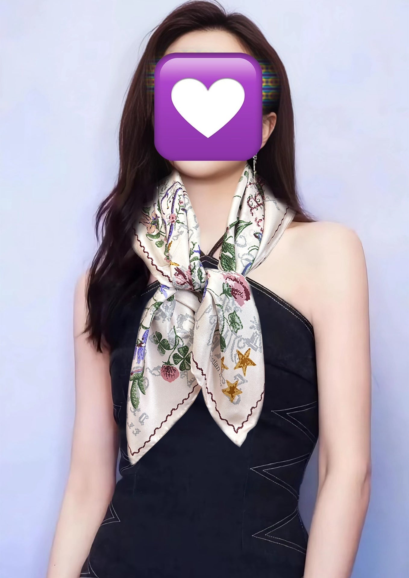 DIOR SQUARE SCARF 90 CM IN WHITE SILK MOTIF 735744