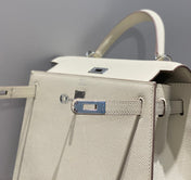 KELLY 25CM IN NATA EPSOM CALFSKIN SILVER HARDWARE