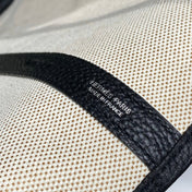 GARDEN PARTY 36 IN BEIGE AND BLACK TOILE H CANVAS BLACK CALFSKIN HORSE TACK SKETCH PRINT