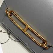 HM ROULIS 18 MINI BAG IN DARK GREY CALFSKIN GOLD-TONE HARDWARE
