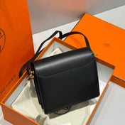 HM ROULIS 18 MINI BAG IN BLACK CALFSKIN GOLD-TONE HARDWARE
