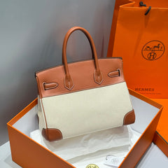 HM BIRKIN 30CM IN VEAU BARENIA SWIFT CALFSKIN ERCU TOILE CANVAS