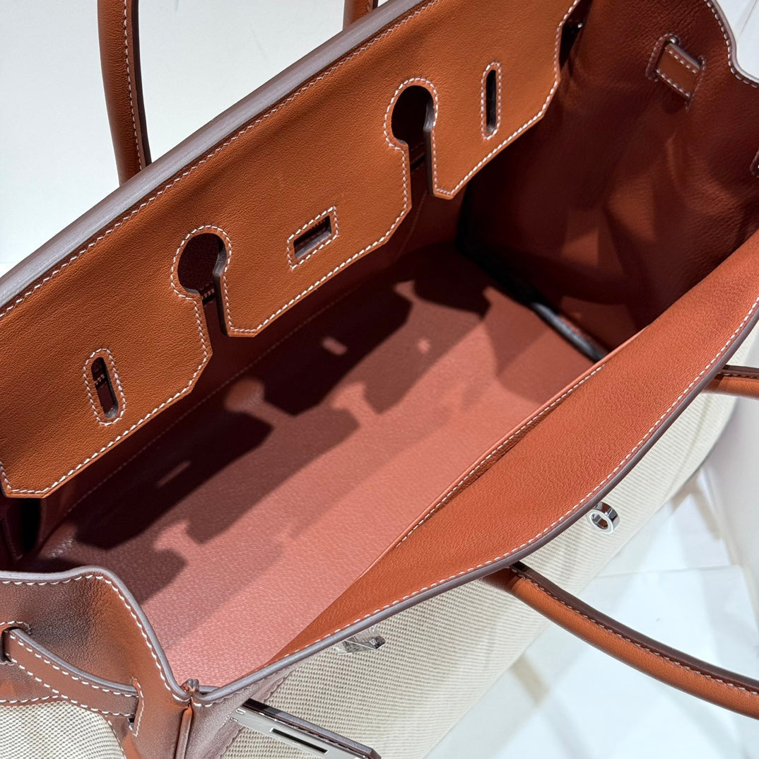 HM BIRKIN 30CM IN VEAU BARENIA SWIFT CALFSKIN ERCU TOILE CANVAS