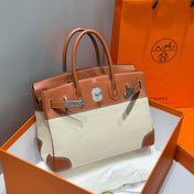 HM BIRKIN 30CM IN VEAU BARENIA SWIFT CALFSKIN ERCU TOILE CANVAS