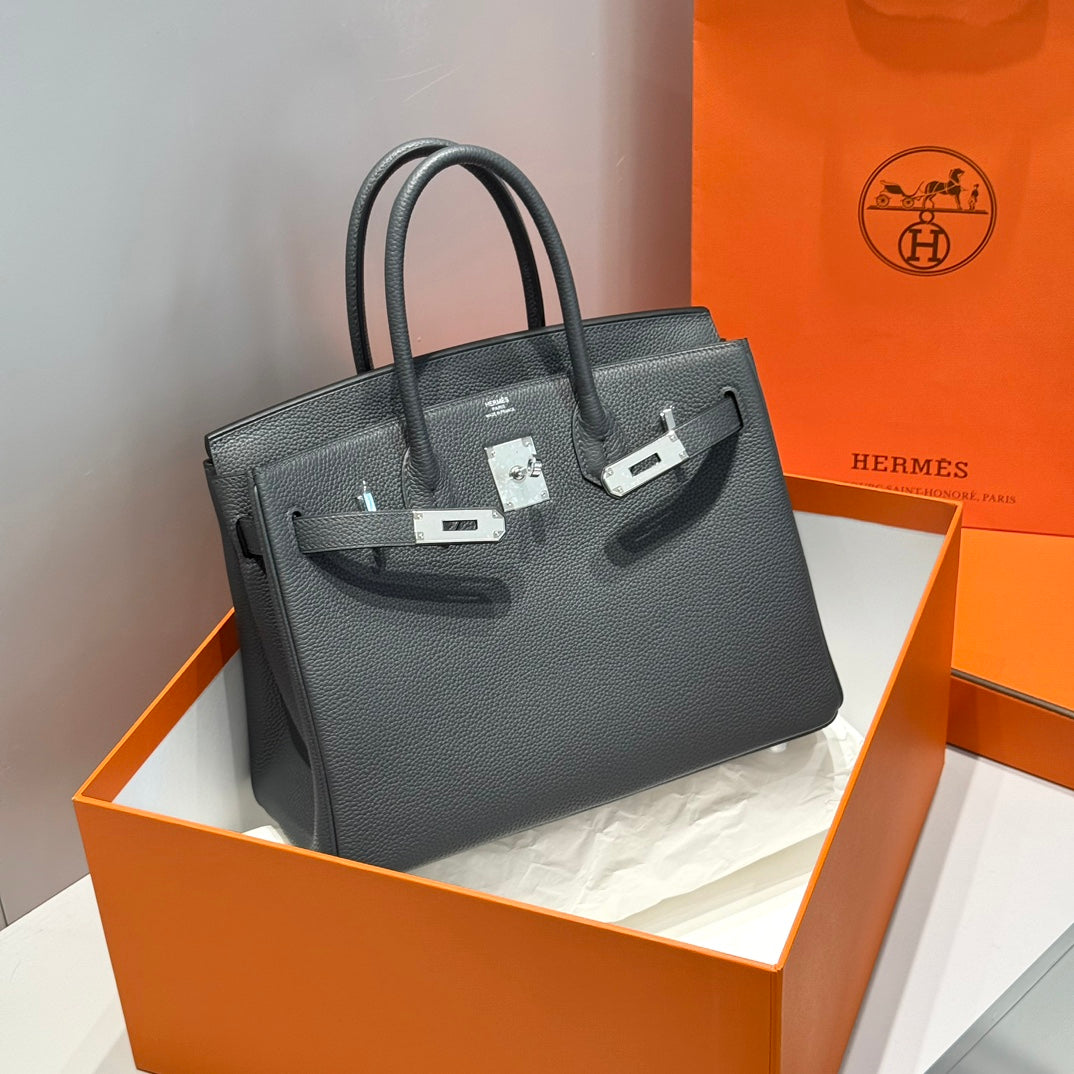 HM BIRKIN 30CM GREY TOGO SILVER HARDWARE