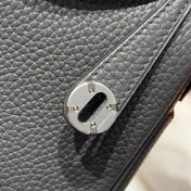 HERMES 25S MINI LINDY 19 IN CHARCOAL GRAY CALFSKIN SILVER HARDWARE