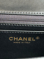 MINI FLAP BAG 20 IN BLACK GLOSSY CALFSKIN GOLD HARDWARE