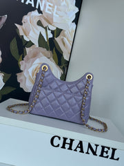 CHANEL 25S HOBO BAG 19 CM IN PURPLE LAMBSKIN WITH GOLD HARDWARE
