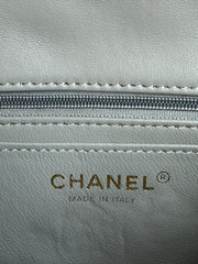 MINI FLAP BAG 20 IN LIGHT GRAY GLOSSY CALFSKIN GOLD HARDWARE