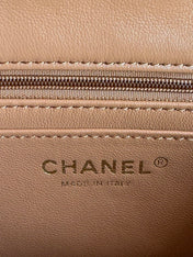 FLAP BAG 20 IN BRONZE BROWN LAMBSKIN WITH HANDLE- NEW