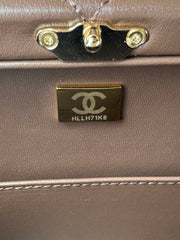 MEDIUM BOX BAG 22 IN CHOCOLATE LAMBSKIN GOLD HARDWARE