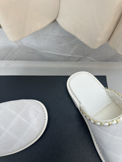 CC White Suede Gold Chain Mules