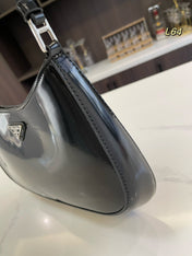 PRA 30 CLEO SHOULDER BAG IN BLACK BRUSHED LEATHER